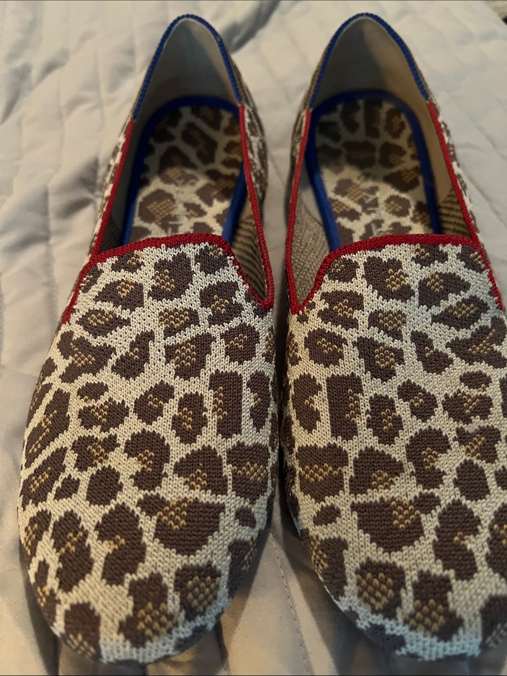 Rothy's Leopard Print Flats with Red Trim 9.5
